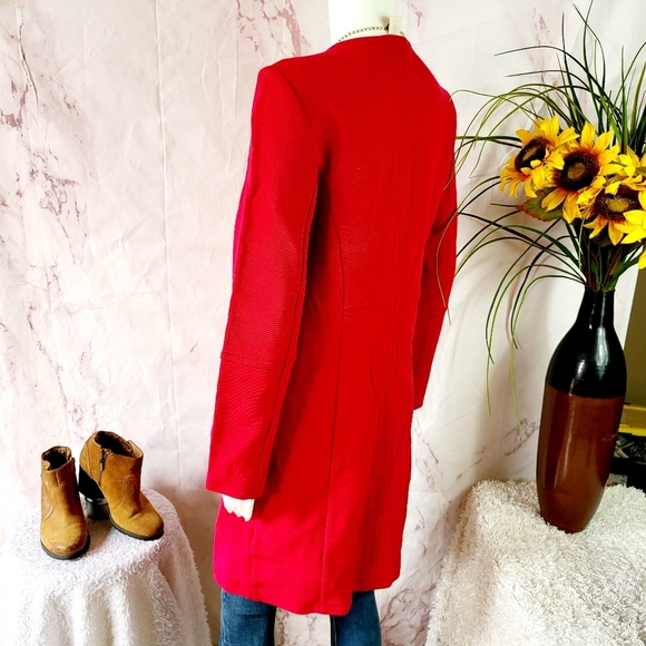 Chicos Drama Ottoman Jacket Elegant Red Women's Coat - Picture 5 of 7